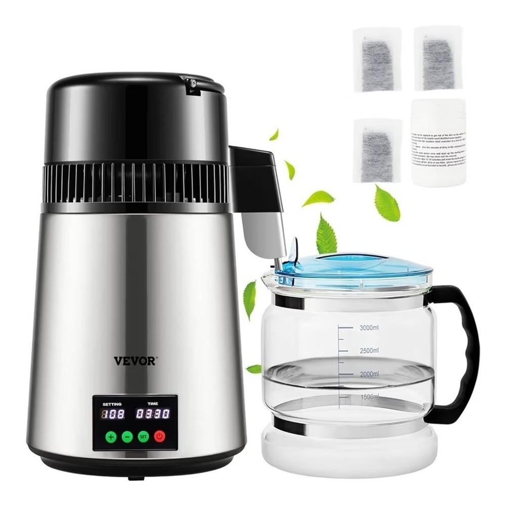 Uimoso 4L Countertop Water Distiller 1000W Power & Stainless Steel Glass Design